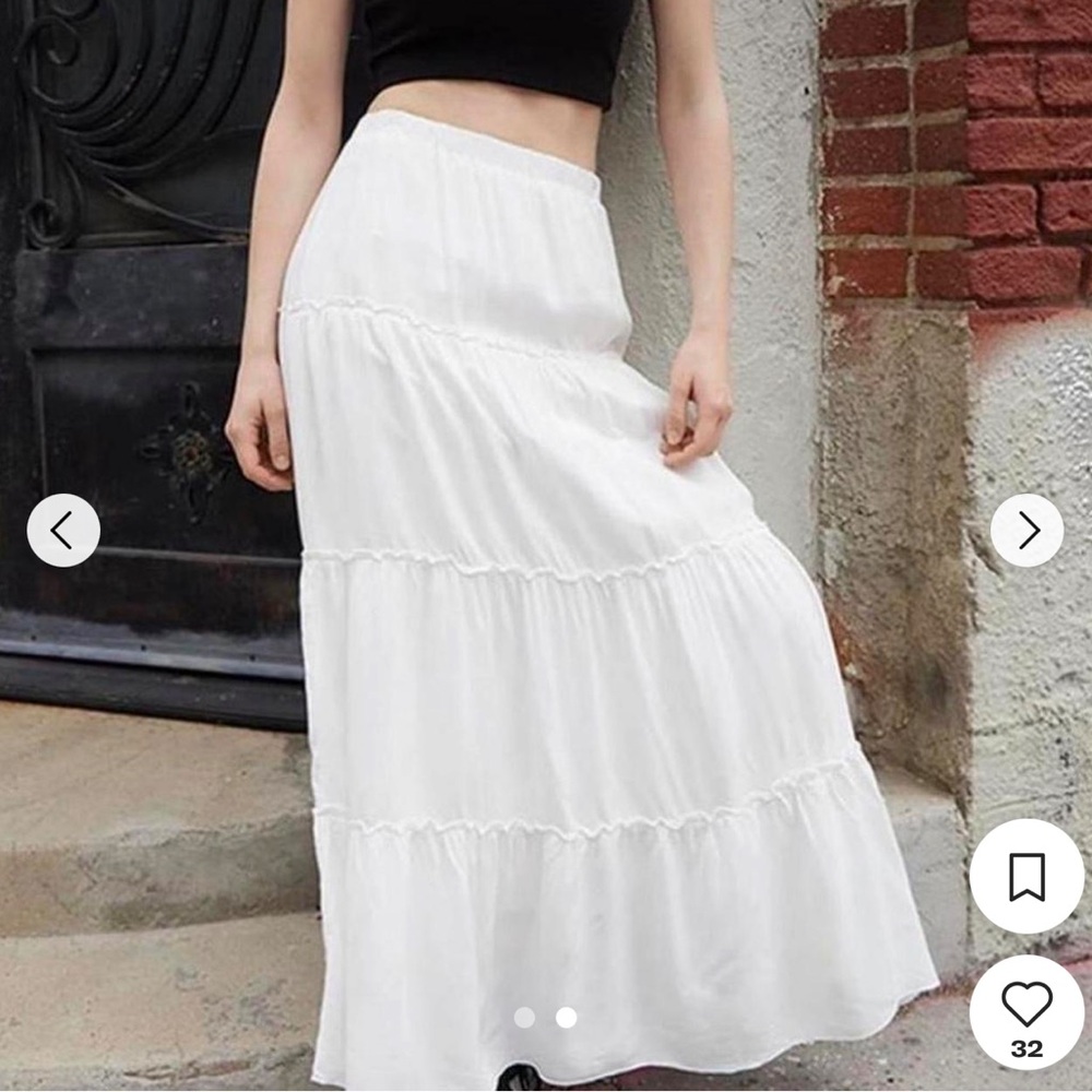Brandy Melville White Tiered Maxi Skirt Resort Wear